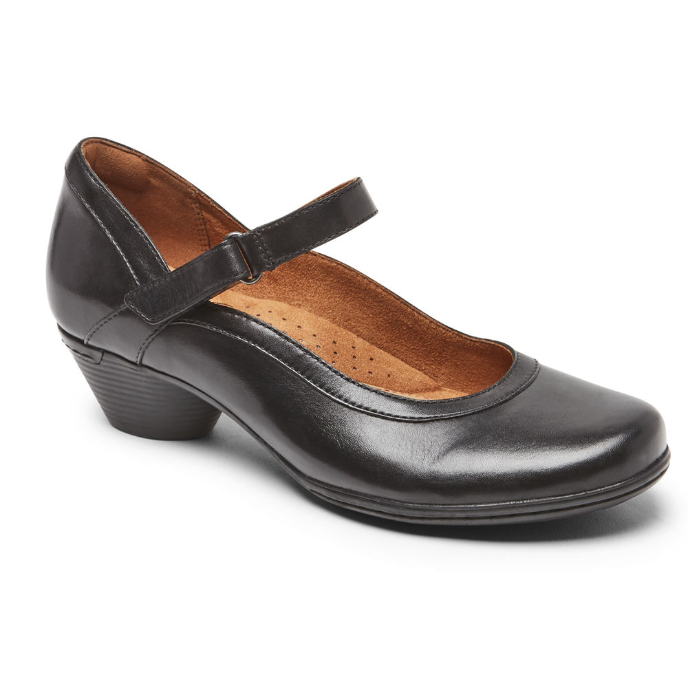 Rockport Womens Flats Black - Cobb Hill Laurel Mary Jane - UK 092-VFWQIN